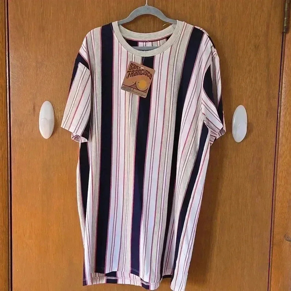 NWT San Francisco Work Shirt brand, men's size Medium striped tee-shirt. - Picture 1 of 3